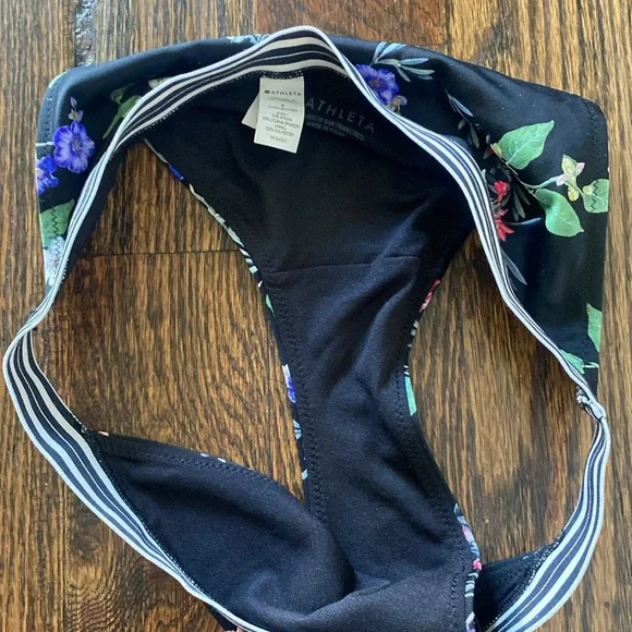 Athleta Black Gold Coast Floral Bikini Bottom size small - Picture 4 of 5